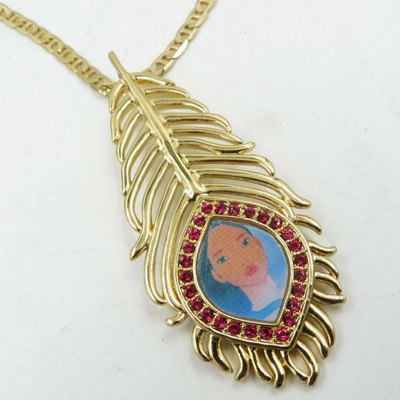 DISNEY COUTURE POCAHONTAS 14KT GP FEATHER NECKLACE - Picture 4 of 5